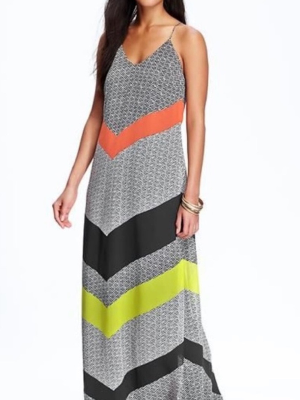 Old Navy sleeveless chevron flowy bohemian summer maxi dress Size M